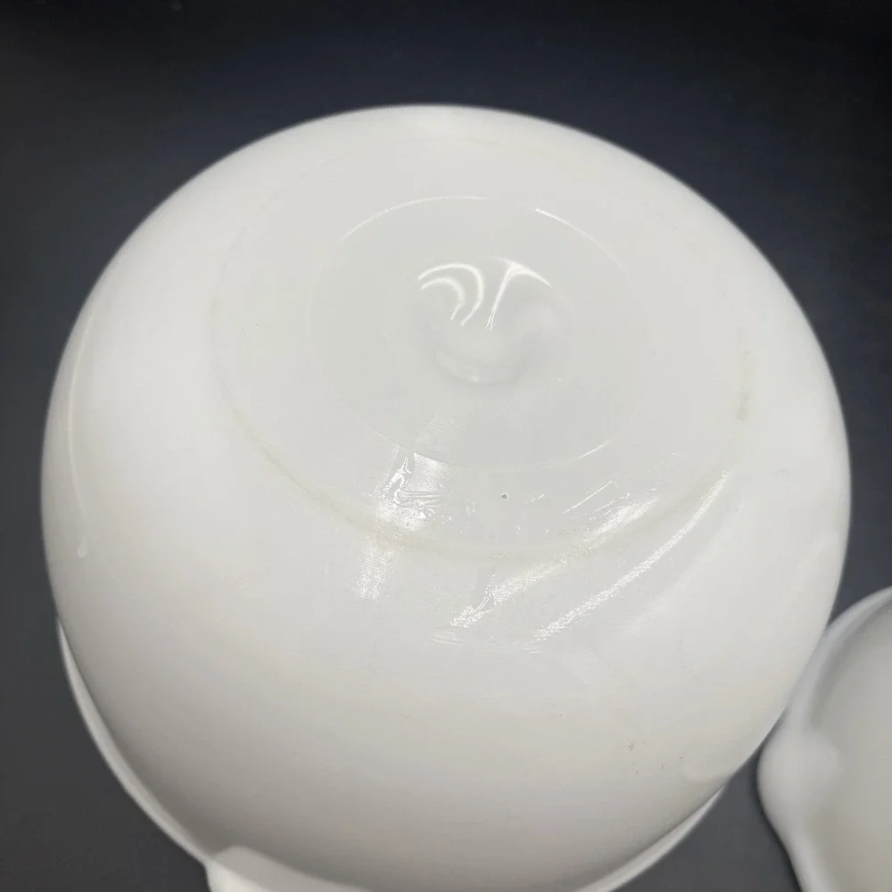 2 Glasbake Sunbeam Mixer Bowls White 19CJ/20CJ White Milk Glass Vintage Kitchen